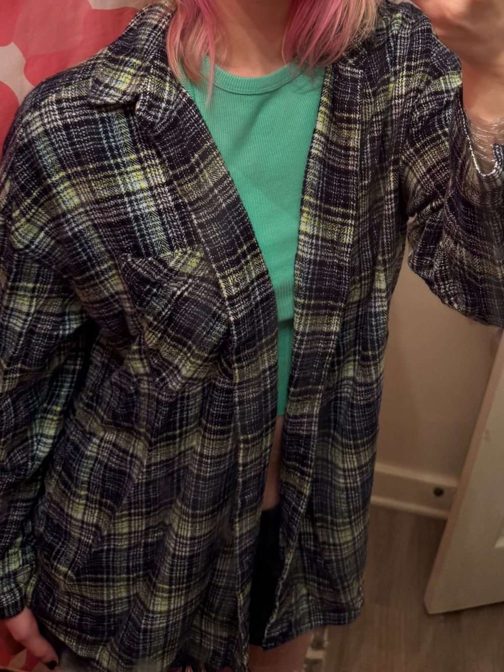 Green and navy flannel